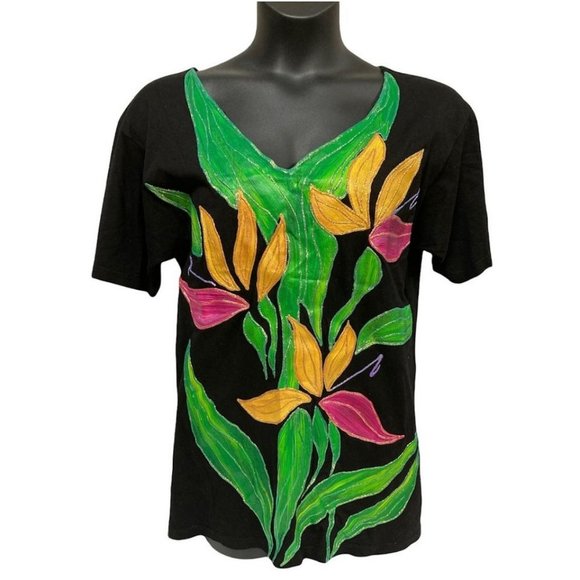 Vintage One Size Fits All Typhoons by Melissa Hand Painted Puffy Paint Tropical - Picture 1 of 5